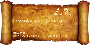 Lozinberger Nikola névjegykártya